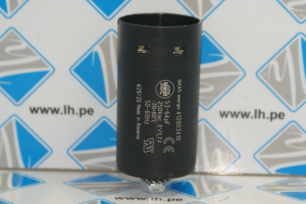412803418         Condensador de Arranque 53-64uF, 250VAC, tornillo M8